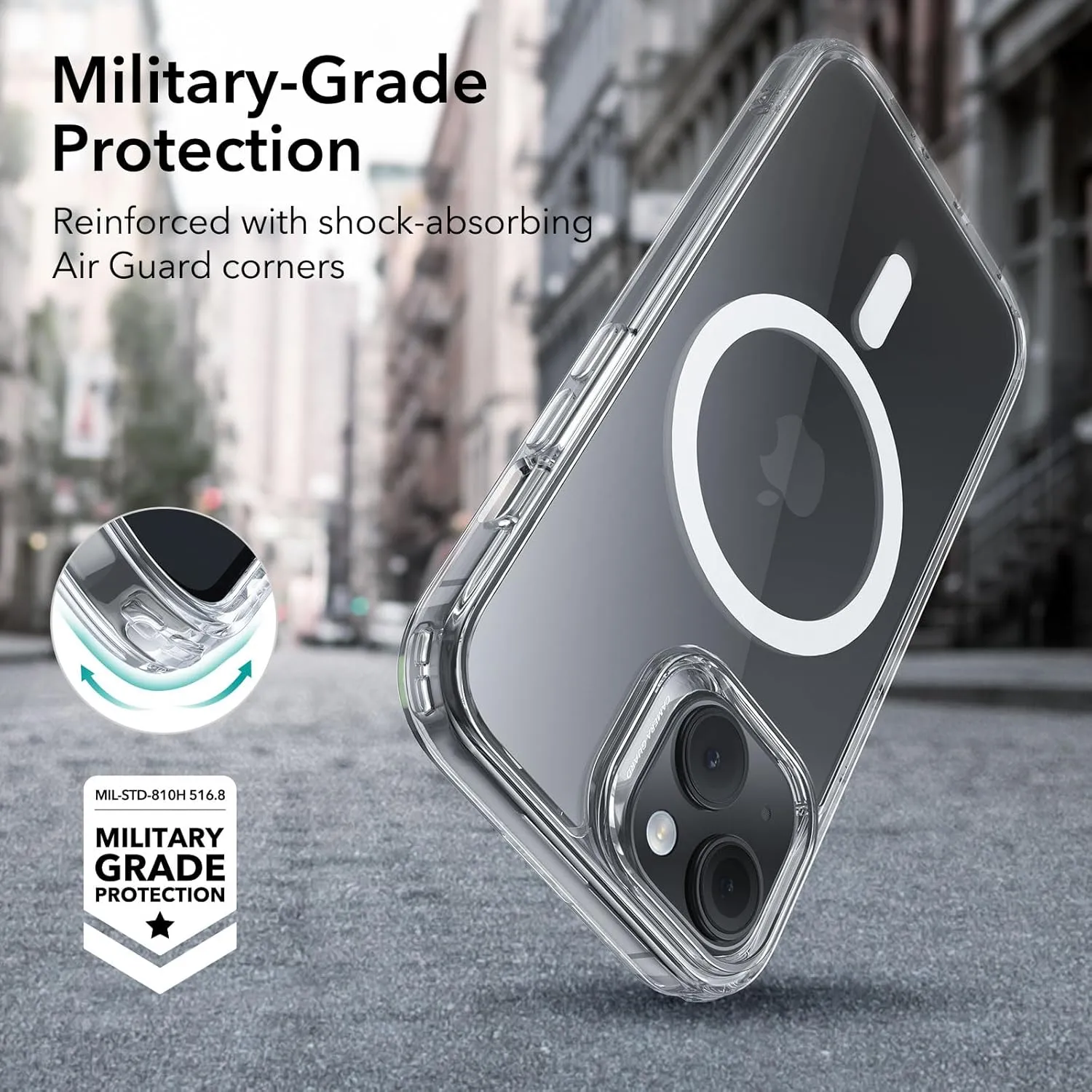 ESR for iPhone 15 Plus Case, Compatible with MagSafe, Military-Grade Protection, Yellowing Resistant, Scratch-Resistant Back, Magnetic Phone Case for iPhone 15 Plus, Classic Series, Clear