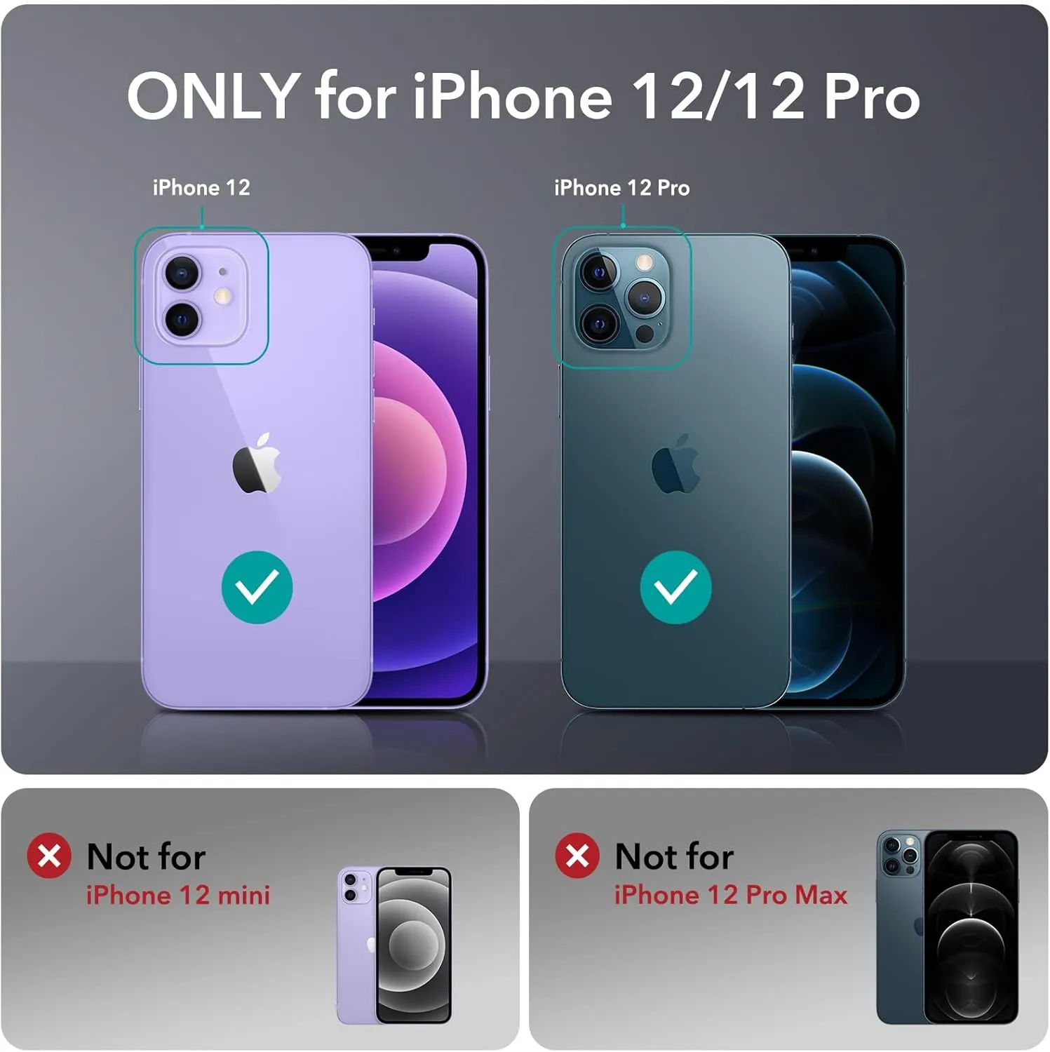 ESR Sidekick Hybrid Case Compatible with iPhone 12/12 Pro (2020), with HaloLock Magnetic Wireless Charging, Scratch Resistant Back, Grippy Protective Frame, Frosted Black