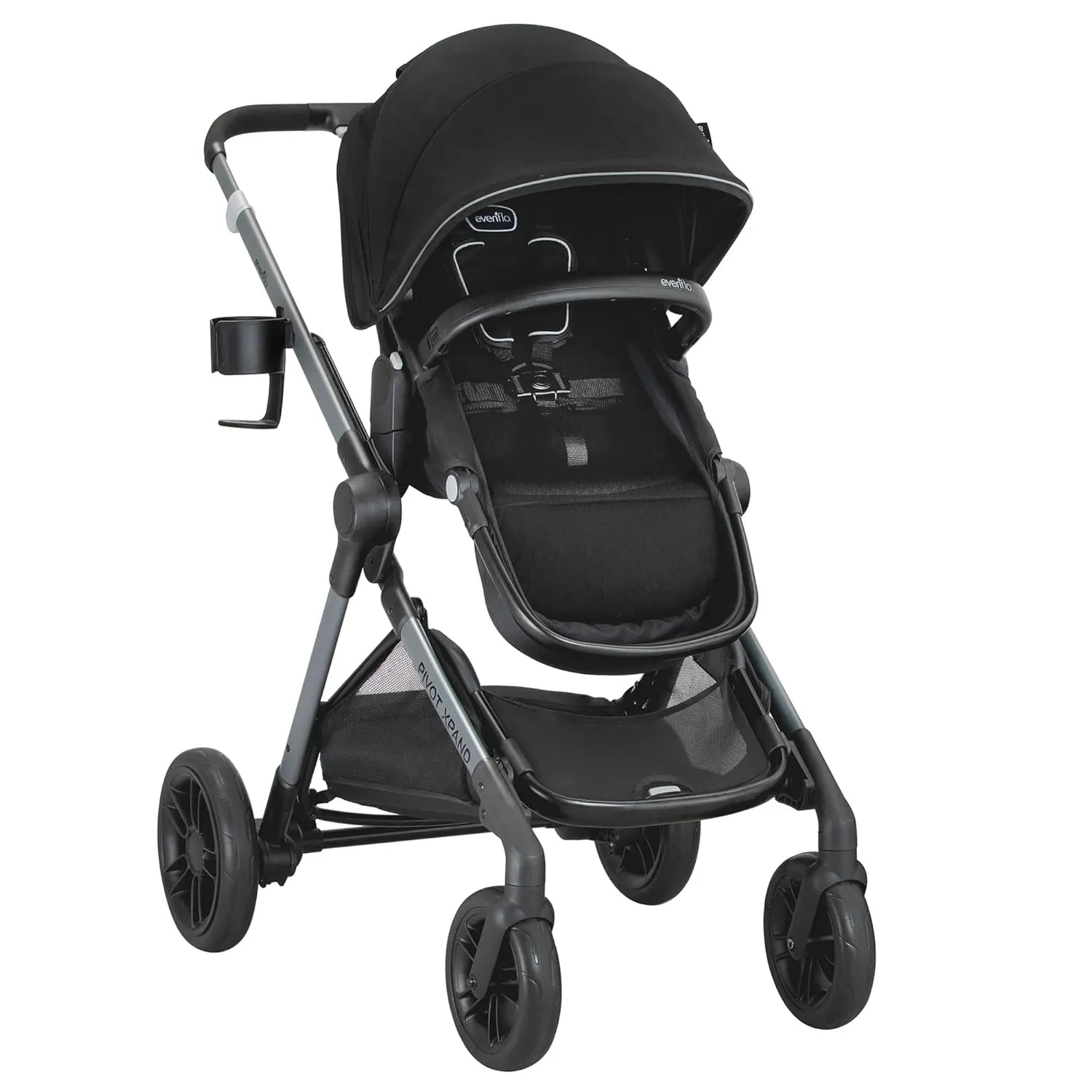 Evenflo Pivot Xpand Modular Travel System with LiteMax Infant Car Seat with Anti-Rebound Bar (Sabino Gray)