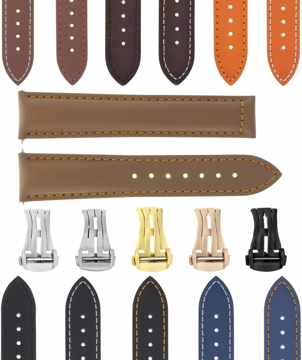 Ewatchparts 18-24mm Leather Watch Band Strap 41mm Compatible With Omega Seamaster 300 Or Planet Ocean