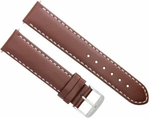 Ewatchparts 18mm Smooth Leather Watch Band Strap Compatible With Tag Heuer Carrera Watch Light Brown With White Stitching