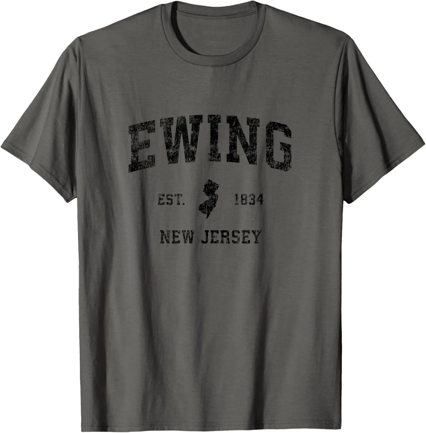 Ewing New Jersey NJ Vintage Sports Design Black Print T-Shirt