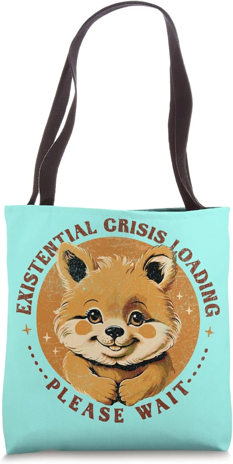 Existential Crisis Loading funny cartoon Cute Sarcastic Tote Bag