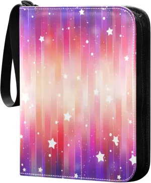Exnundod 4 Pocket Trading Card Binder Abstract Stars Background PU Leather Card Collection Binder Rainbow Colorful 400 Cards Organizer Binder Collectible Trading Card Albums for Sports Game Card