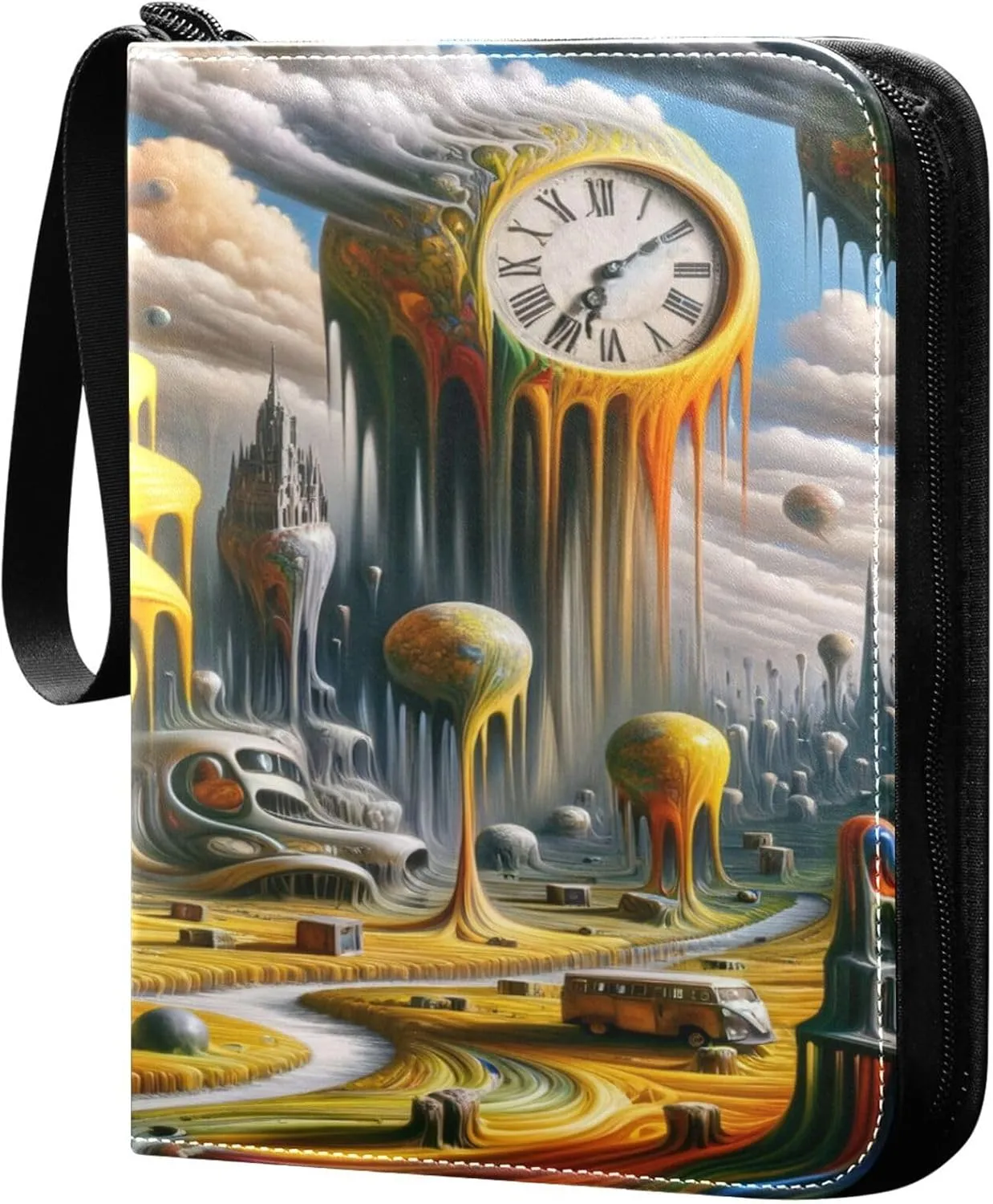 Exnundod Art Oil Painting Sunflower Trading Card Binder for Cards, Magic Card Album 4-Pockets for 400 Cards with Removable Sleeves PU Baseball Card Holder Football Sports Card Collection