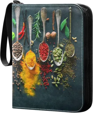 Exnundod Colorful Condiments Trading Card Binder for Cards, Spices Card Album 4-Pockets for 400 Cards with Removable Sleeves PU Baseball Card Holder Football Sports Card Collection