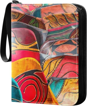 Exnundod Colorful Mexico Theme Trading Card Binder for Cards, Ethnic Card Album 4-Pockets for 400 Cards with Removable Sleeves PU Baseball Card Holder Football Sports Card Collection