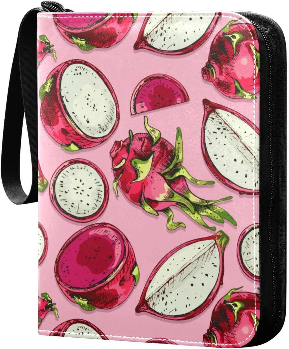 Exnundod Trading Card Binder for Cards Dragon Fruit Colorful Card Album 4-Pockets 400 Cards Removable Sleeves PU Baseball Card Holder Football Sports Card Collection