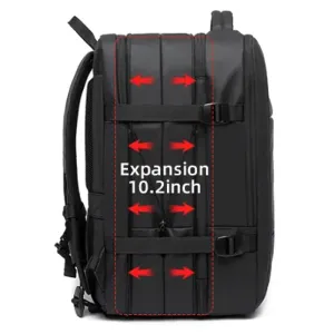 Expandable Backpack Large Capacity Black Travel Bag