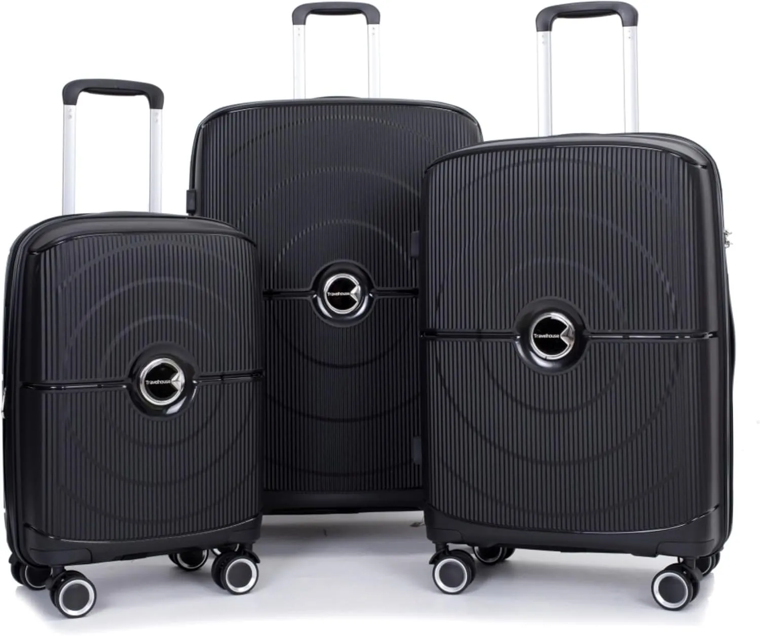 Expandable Hardshell Suitcase Double Spinner Wheels PP Luggage Sets Lightweight Durable Suitcase with TSA Lock,3-Piece Set (20/24/28),Black-NEW SKU W284P197041/W284P197039 (Black   Polypropylene)