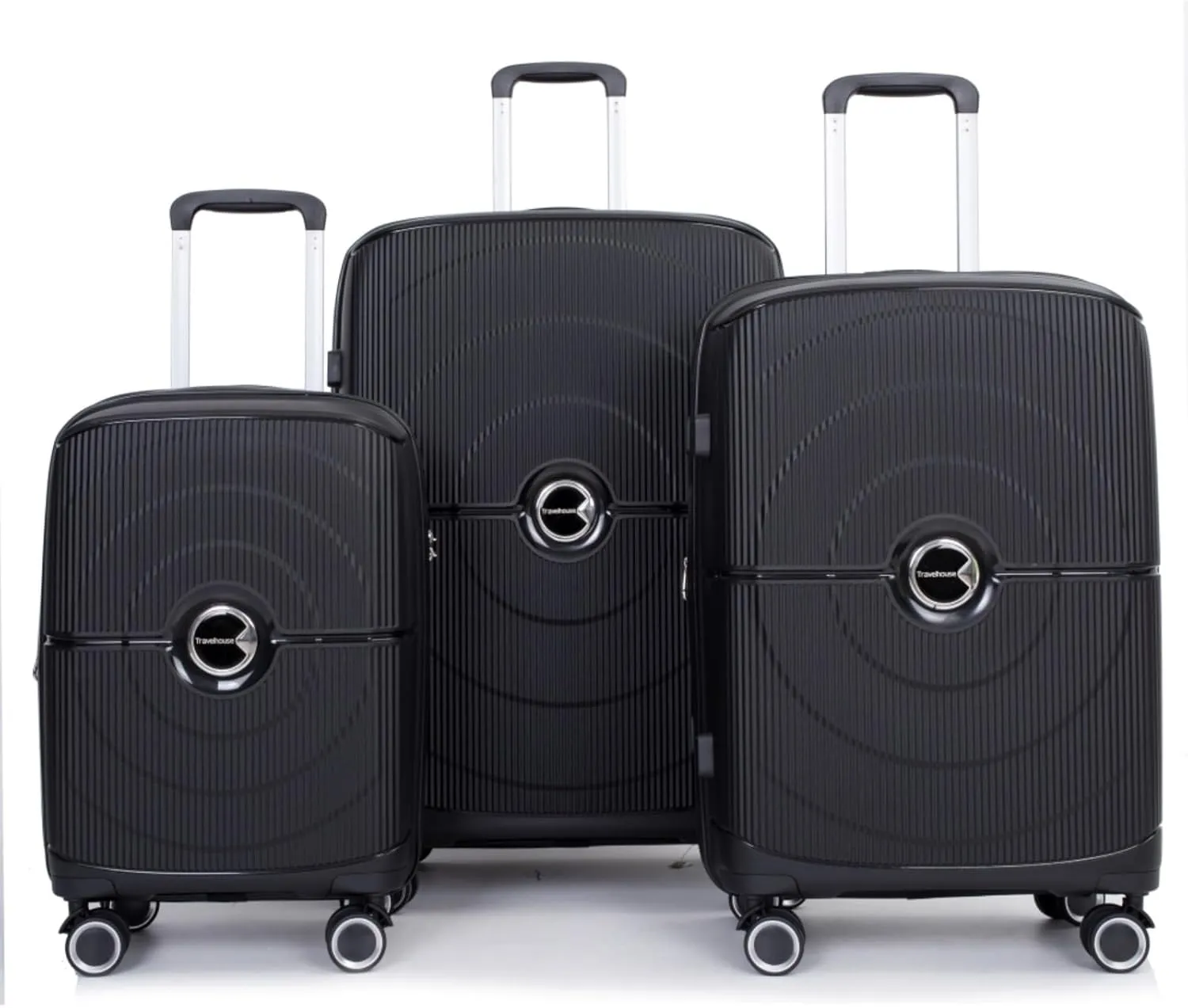 Expandable Hardshell Suitcase Double Spinner Wheels PP Luggage Sets Lightweight Durable Suitcase with TSA Lock,3-Piece Set (20/24/28),Black-NEW SKU W284P197041/W284P197039 (Black   Polypropylene)