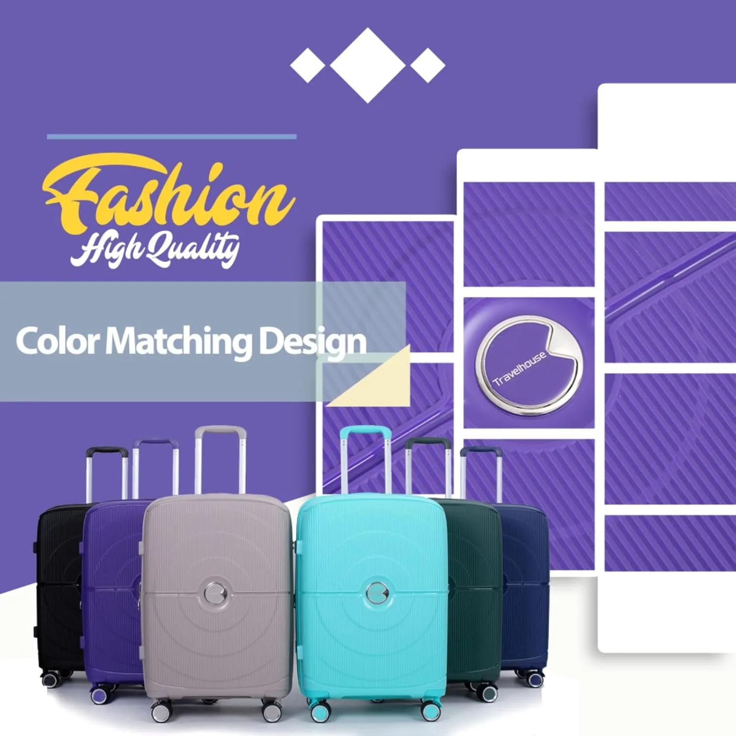 Expandable Hardshell Suitcase Double Spinner Wheels PP Luggage Sets Lightweight Durable Suitcase with TSA Lock,3-Piece Set (20/24/28),Black-NEW SKU W284P197041/W284P197039 (Purple   Polypropylene)