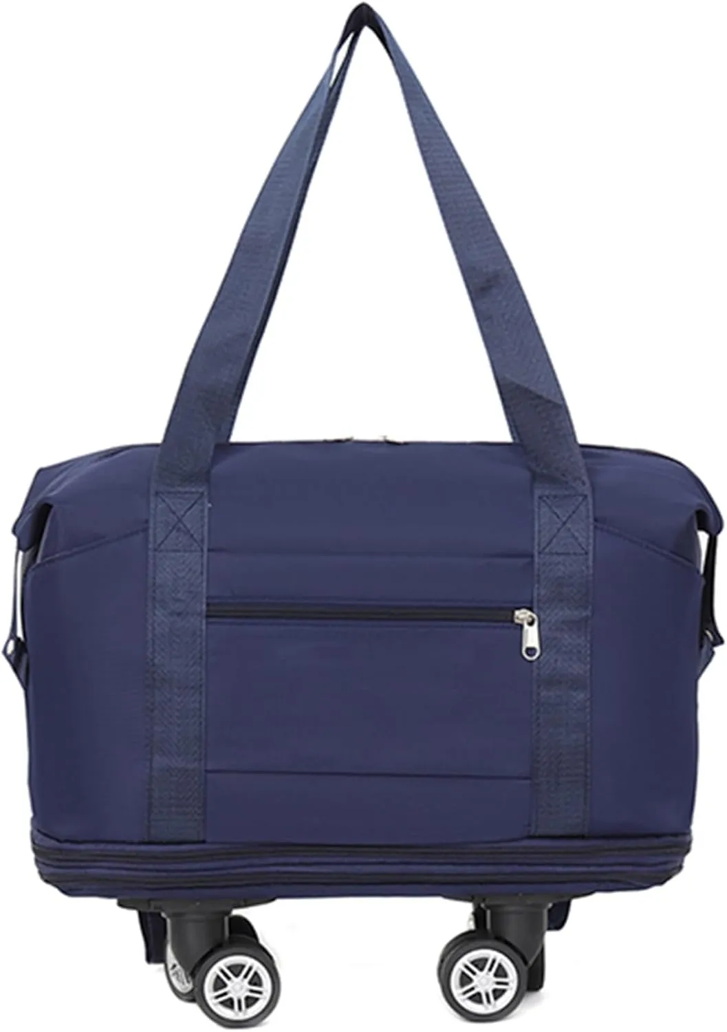 Expandable Rolling Duffel Bag with Wheels - Collapsible Travel Bag for Airline & Road Trips | Foldable Weekender Bag with 360° Spinner Wheels for Men & Women(Dark Blue)