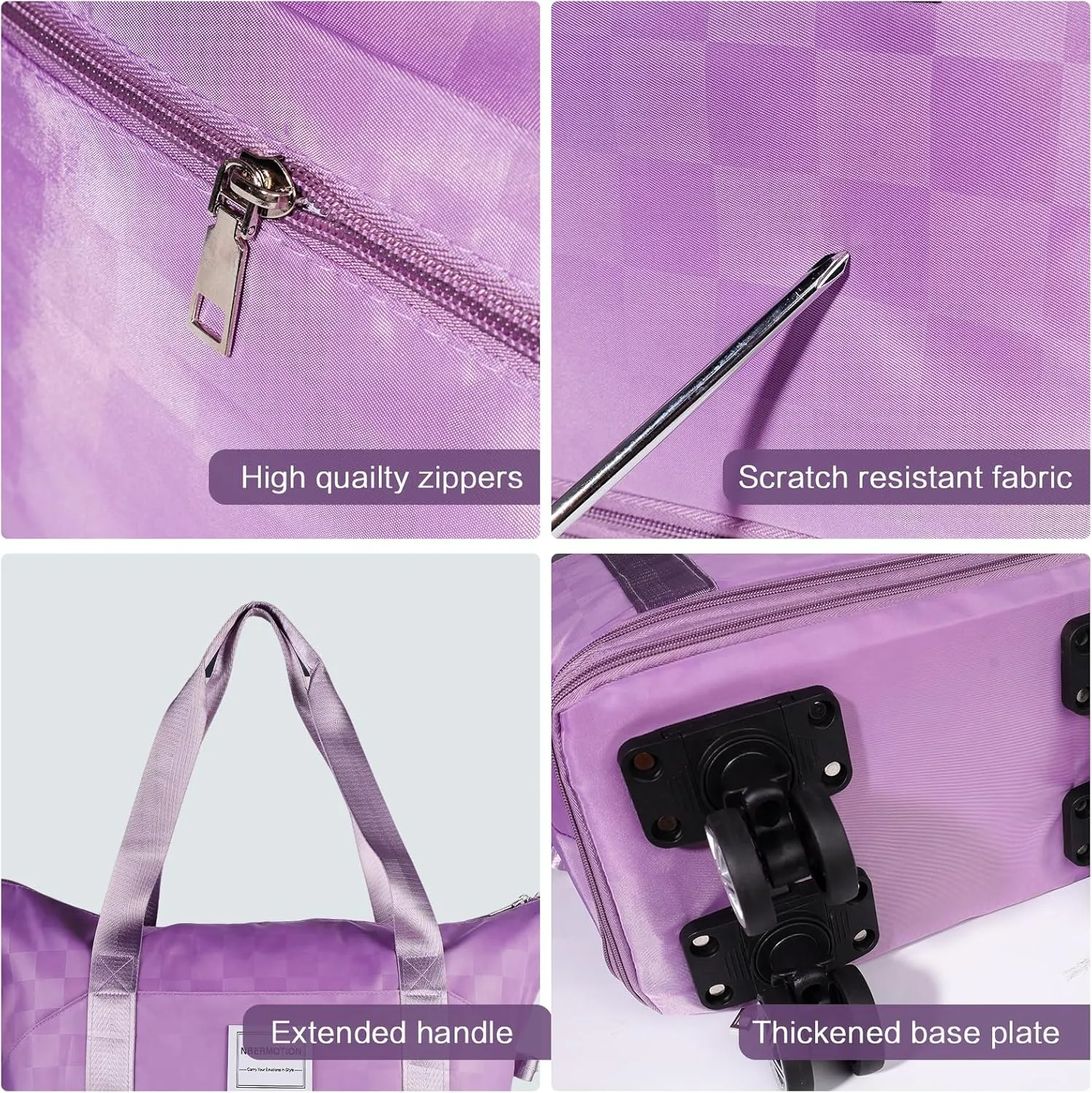 Expandable Rolling Duffle Bag - Large Carry-On With Spinner Wheels, Foldable Weekend Travel Bag, 28-58L Capacity(Purple)