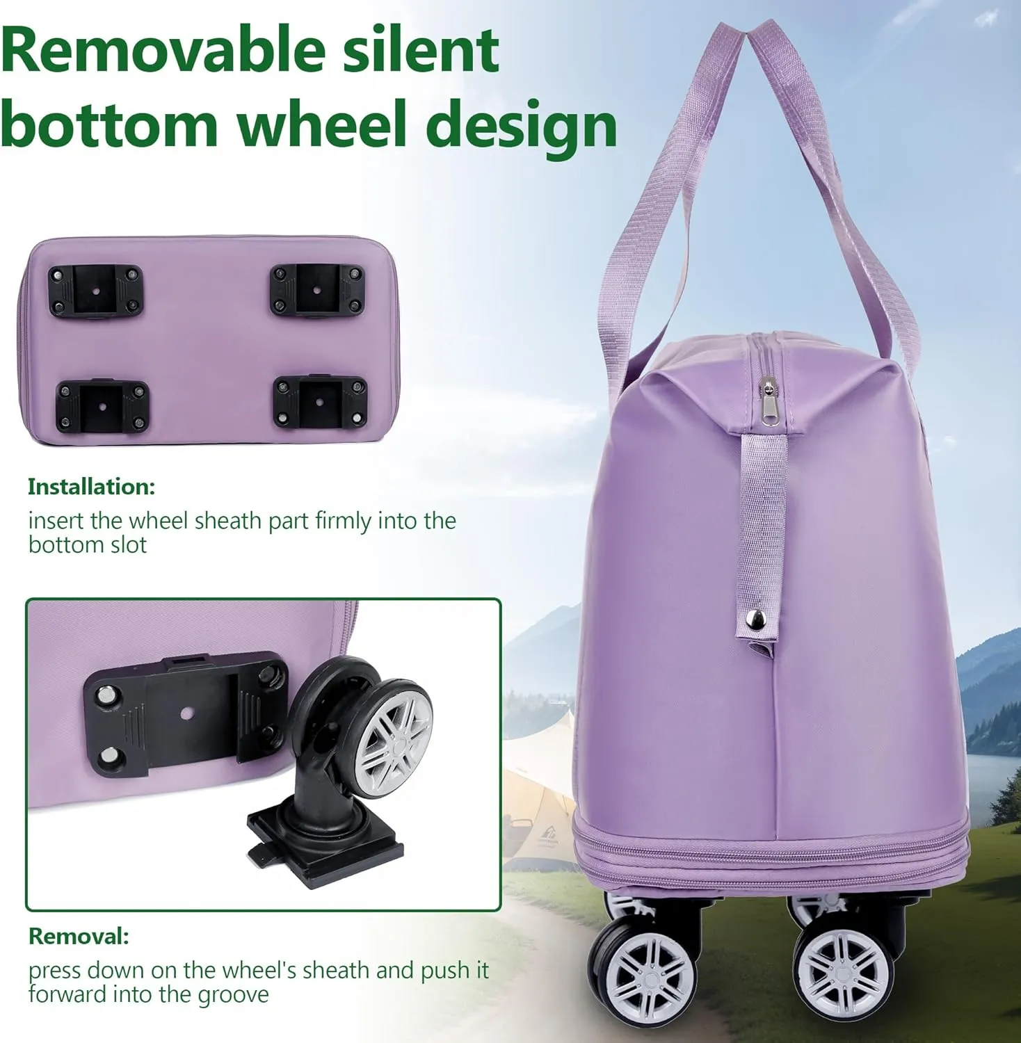 Expandable Suitcase, Folding Travel Bag with Wheels, Weekender Travel Bag for Carry-On, Tote Bag with Storage Space，Large luggage bag for Business Trips, Camping, Short Trips, Fitness