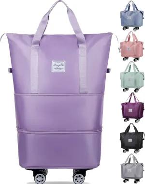 Expandable Suitcase, Folding Travel Bag with Wheels, Weekender Travel Bag for Carry-On, Tote Bag with Storage Space，Large luggage bag for Business Trips, Camping, Short Trips, Fitness
