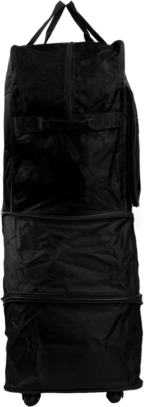 Expandable Wheeled Travel Duffel Large Rolling Suitcase Spinner Luggage Bag 36 Inch Black