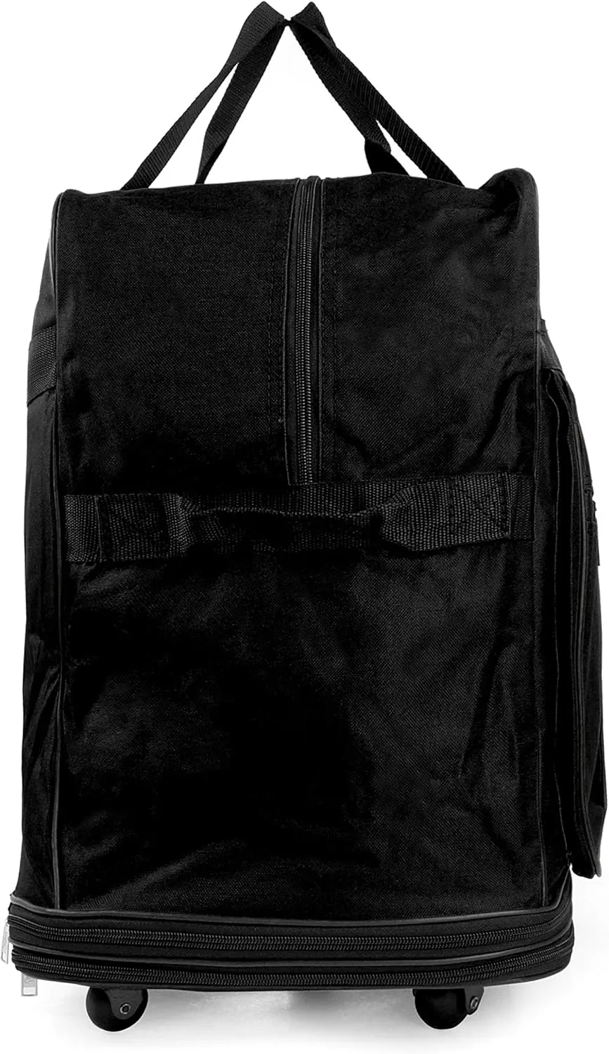 Expandable Wheeled Travel Duffel Large Rolling Suitcase Spinner Luggage Bag 36 Inch Black