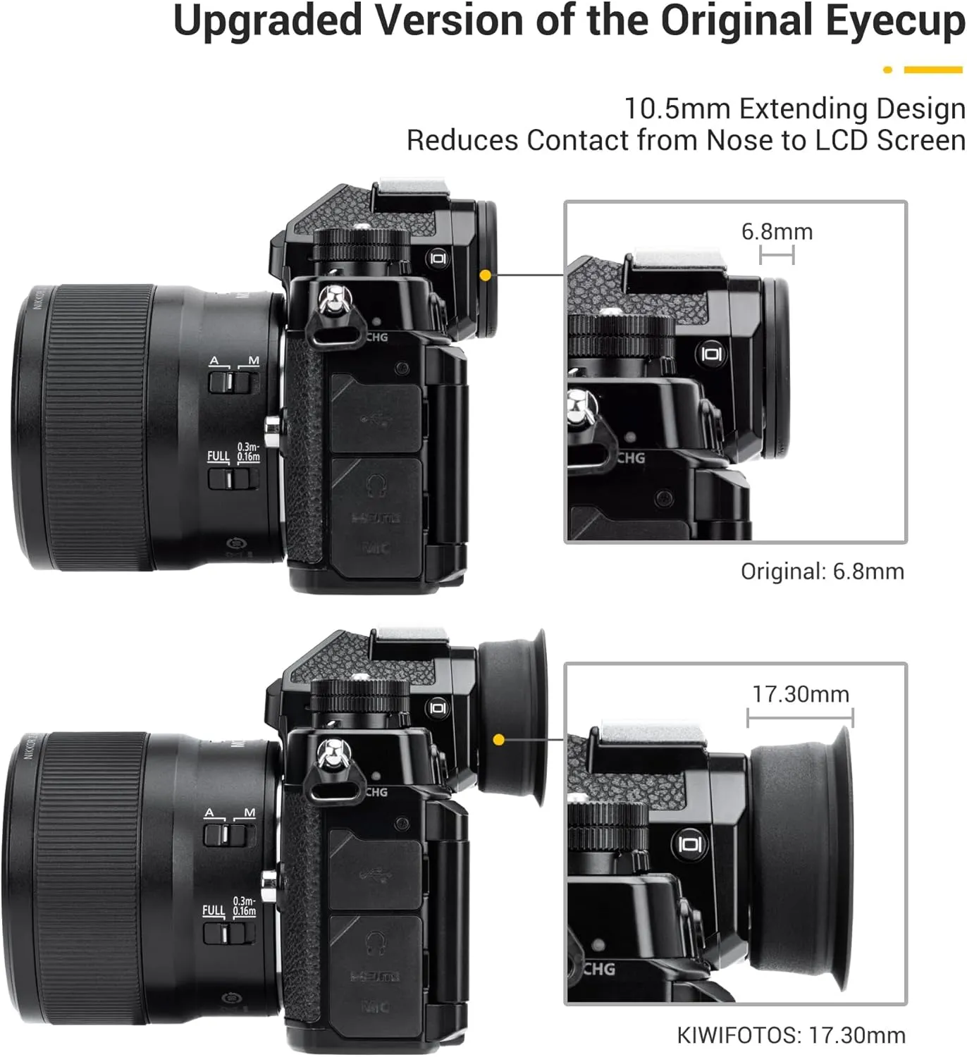 Extended Z9 Z8 Zf DK-33 Eyecup Eyepiece, 2024 New Round Shape Soft Silicon Camera Eye Cup Viewfinder Deeper Eyeshade Special Designed for Nikon Z9 Z8 Z 9 Z 8 Zf Z f Replaces Nikon DK-33 Rubber Eye Cup
