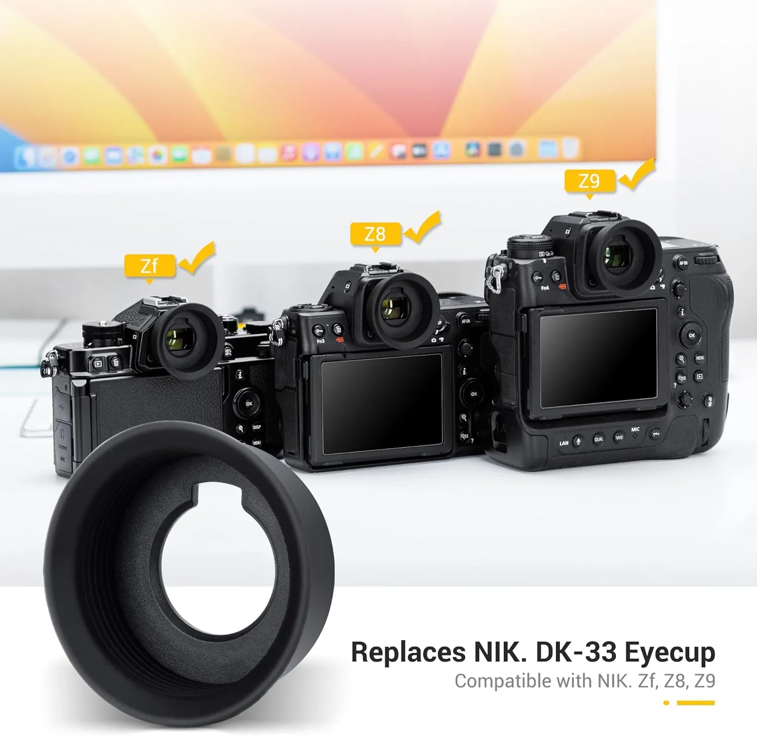 Extended Z9 Z8 Zf DK-33 Eyecup Eyepiece, 2024 New Round Shape Soft Silicon Camera Eye Cup Viewfinder Deeper Eyeshade Special Designed for Nikon Z9 Z8 Z 9 Z 8 Zf Z f Replaces Nikon DK-33 Rubber Eye Cup