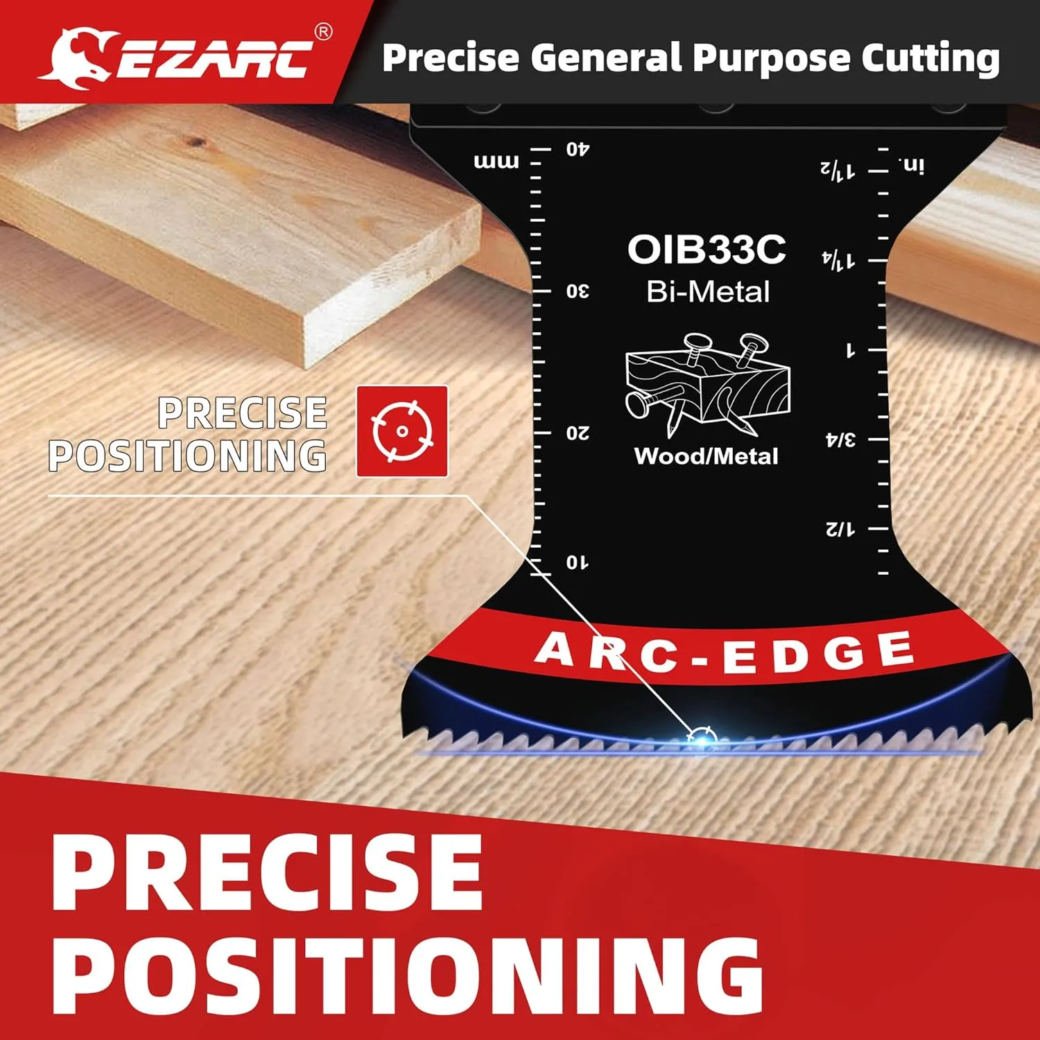 EZARC Bi-Metal Oscillating Saw Blades - 5 PCS Arc Edge Multitool Blades Precise Cut for Wood with Nails, Wood