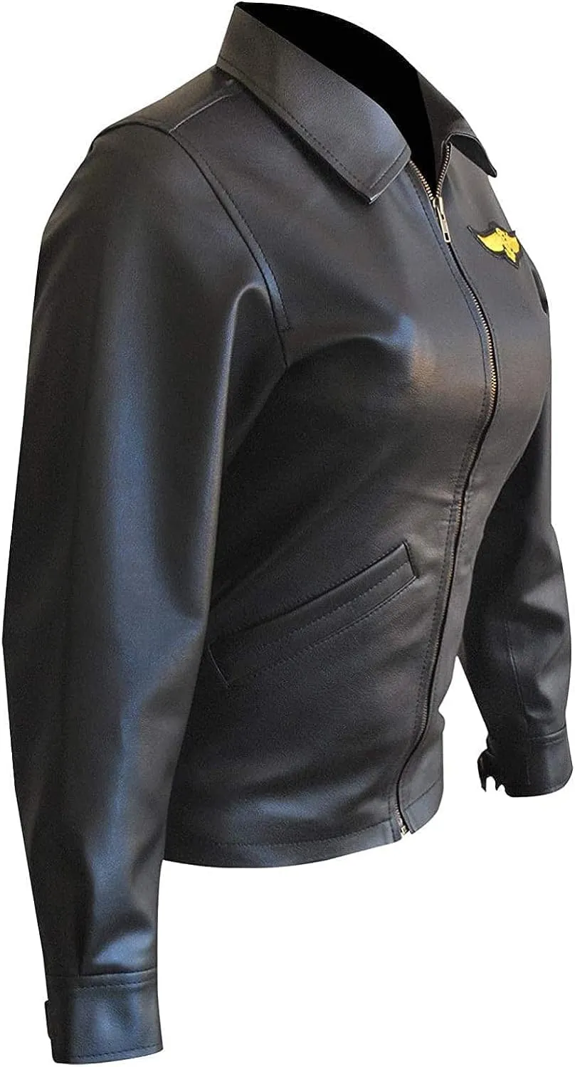 FAMFALCOM Women Kelly McGillis Charlie Black Leather Jacket| Top Flying Gun Aviator Leather Jacket for Women