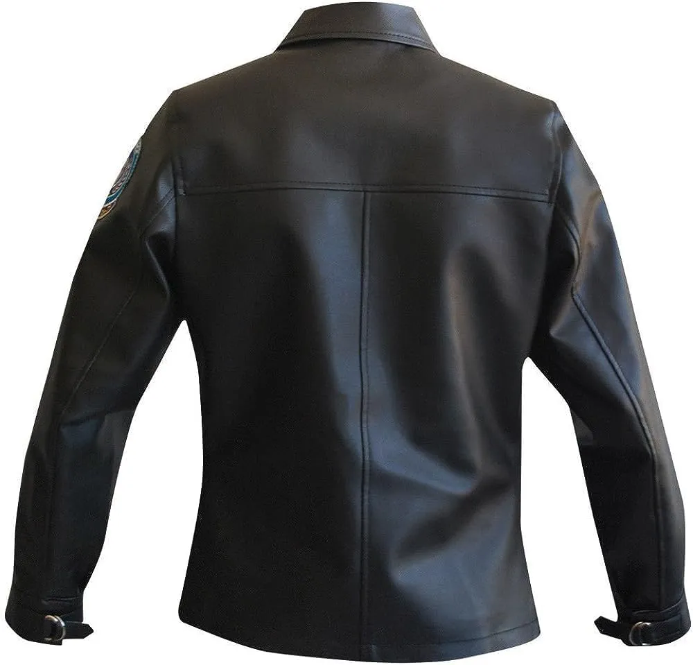 FAMFALCOM Women Kelly McGillis Charlie Black Leather Jacket| Top Flying Gun Aviator Leather Jacket for Women