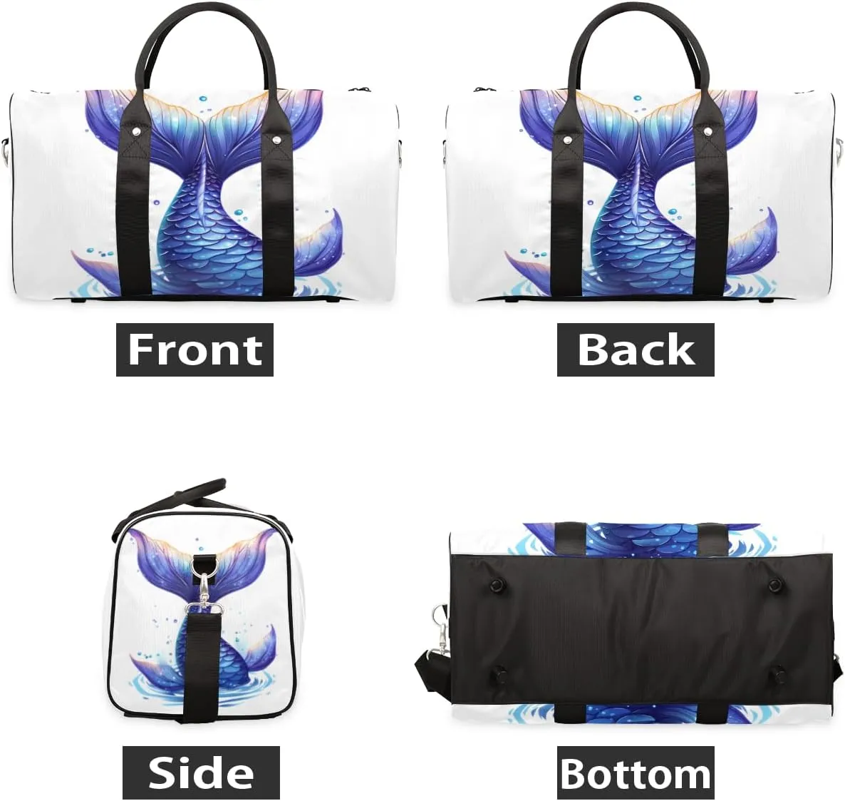Fantasy Tail Travel Duffle Bag for Women Men Gym Duffel Foldable Bag Waterproof Weekender Watercolor Art Duffle Tote