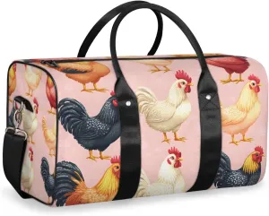 Farm Chicken Travel Duffle Bag for Women Men Gym Duffel Foldable Bag Waterproof Weekender Farmhouse Animal Duffle Tote