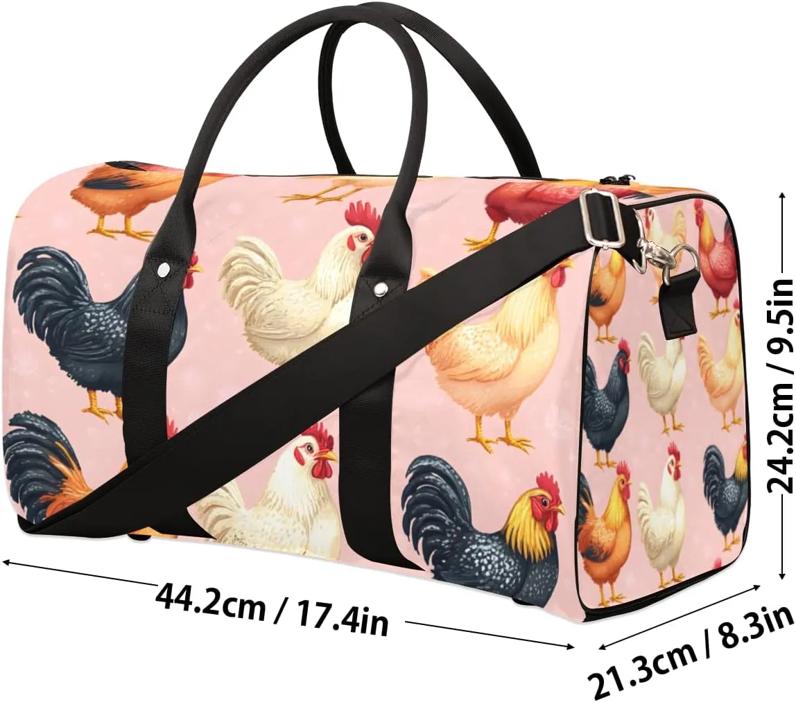 Farm Chicken Travel Duffle Bag for Women Men Gym Duffel Foldable Bag Waterproof Weekender Farmhouse Animal Duffle Tote
