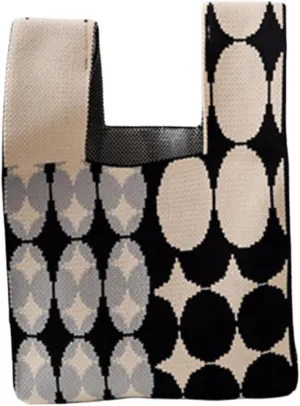 Fashion Woven Purse for Women Top-handle Shoulder Bag Soft, Woven Handbag Personalized Knit Bag with Niche Design