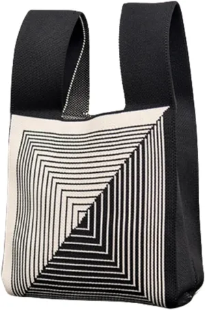 Fashion Woven Purse for Women Top-handle Shoulder Bag Soft, Woven Handbag Personalized Knit Bag with Niche Design