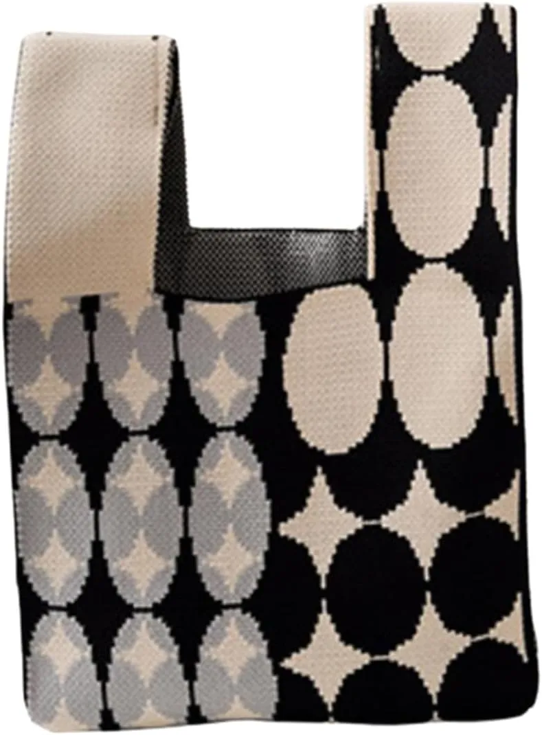 Fashion Woven Purse for Women Top-handle Shoulder Bag Soft, Woven Handbag Personalized Knit Bag with Niche Design