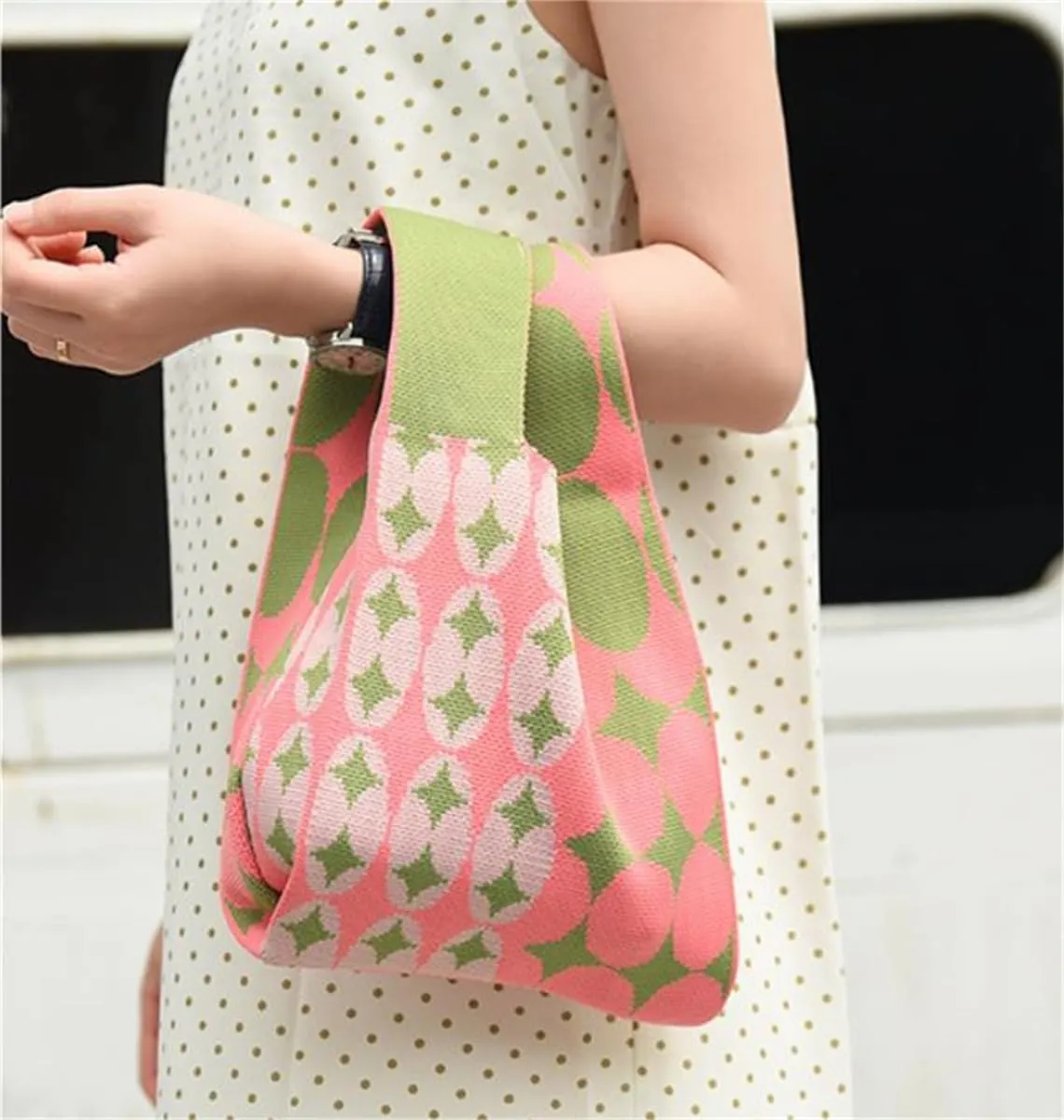 Fashion Woven Purse for Women Top-handle Shoulder Bag Soft, Woven Handbag Personalized Knit Bag with Niche Design