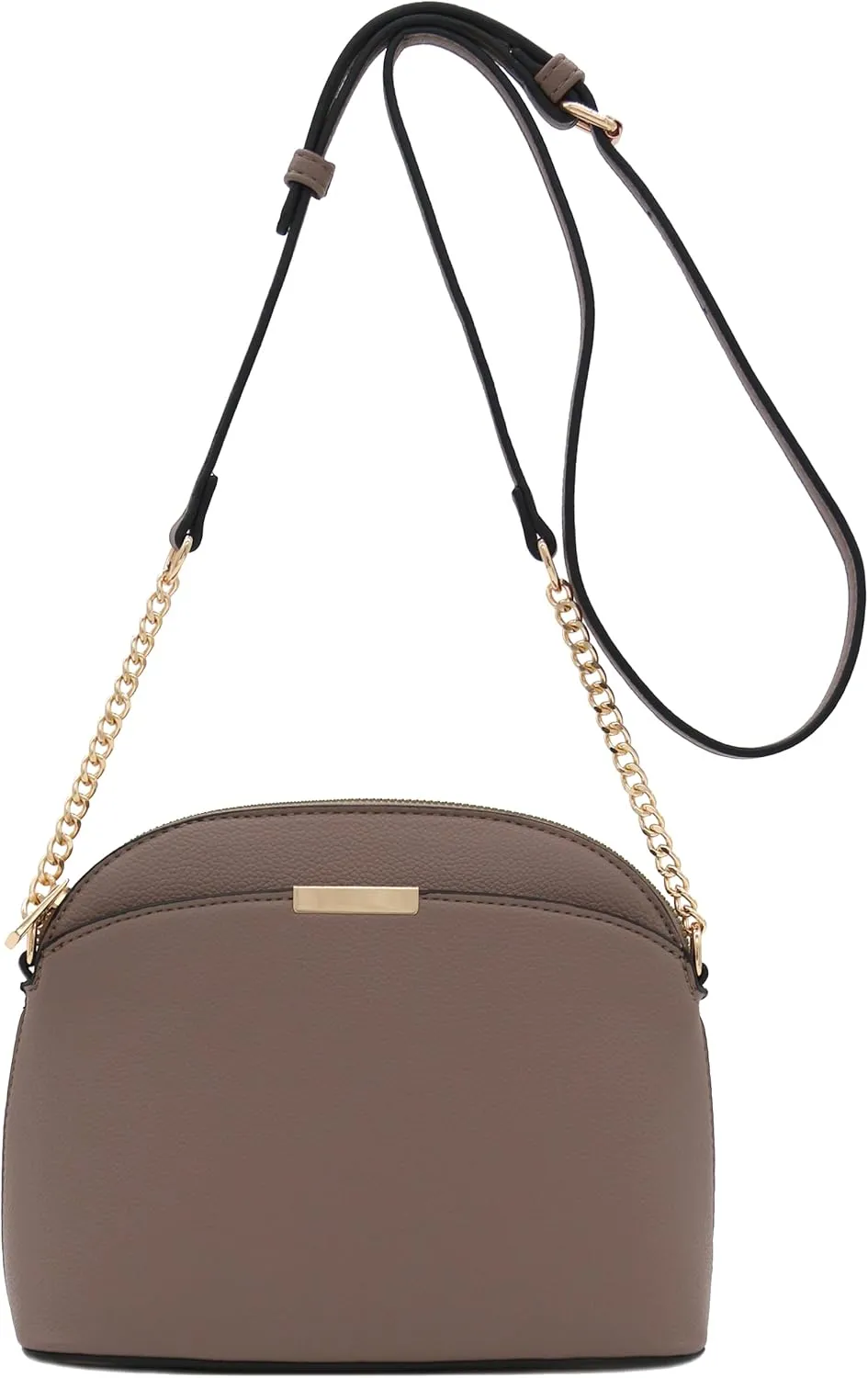 FashionPuzzle Faux Leather Small Dome Crossbody Bag with Chain Strap