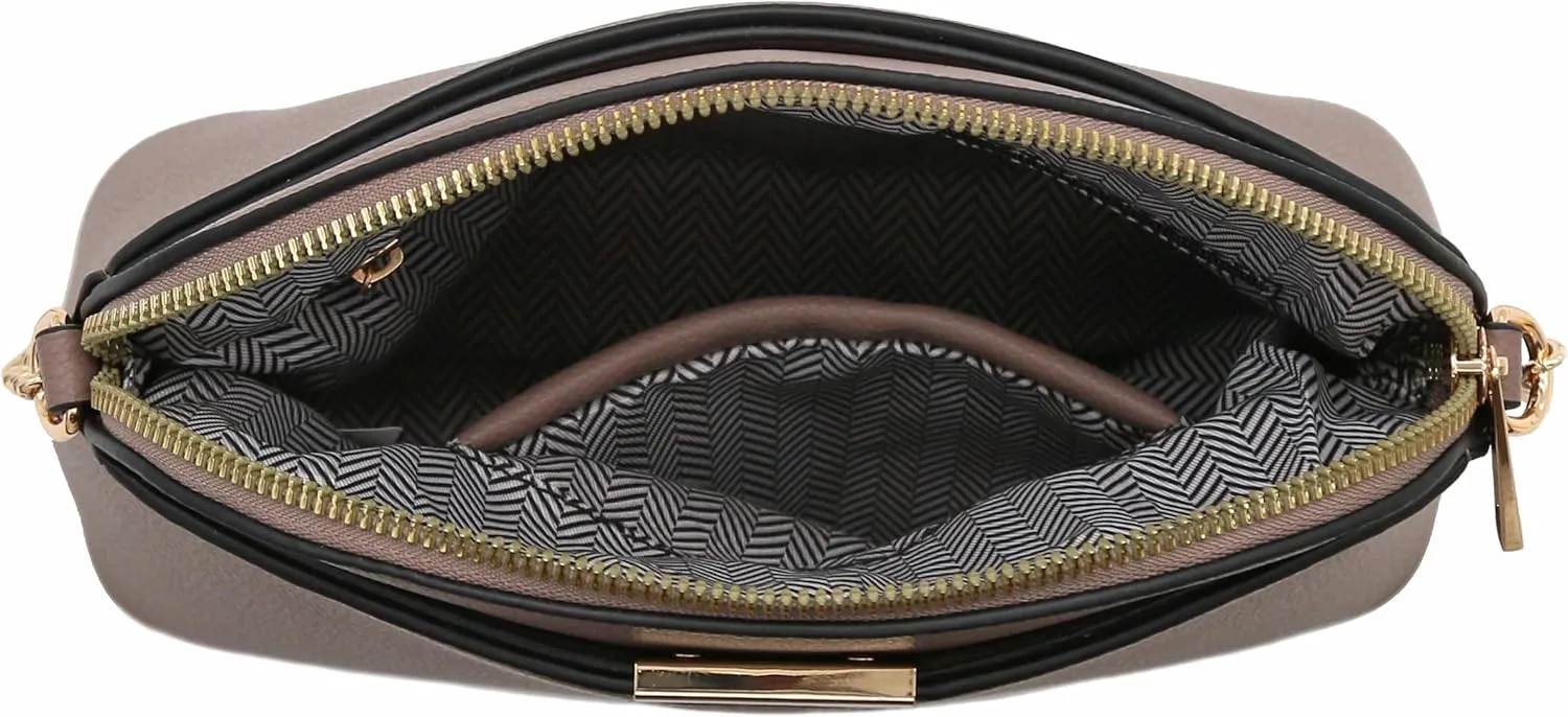 FashionPuzzle Faux Leather Small Dome Crossbody Bag with Chain Strap