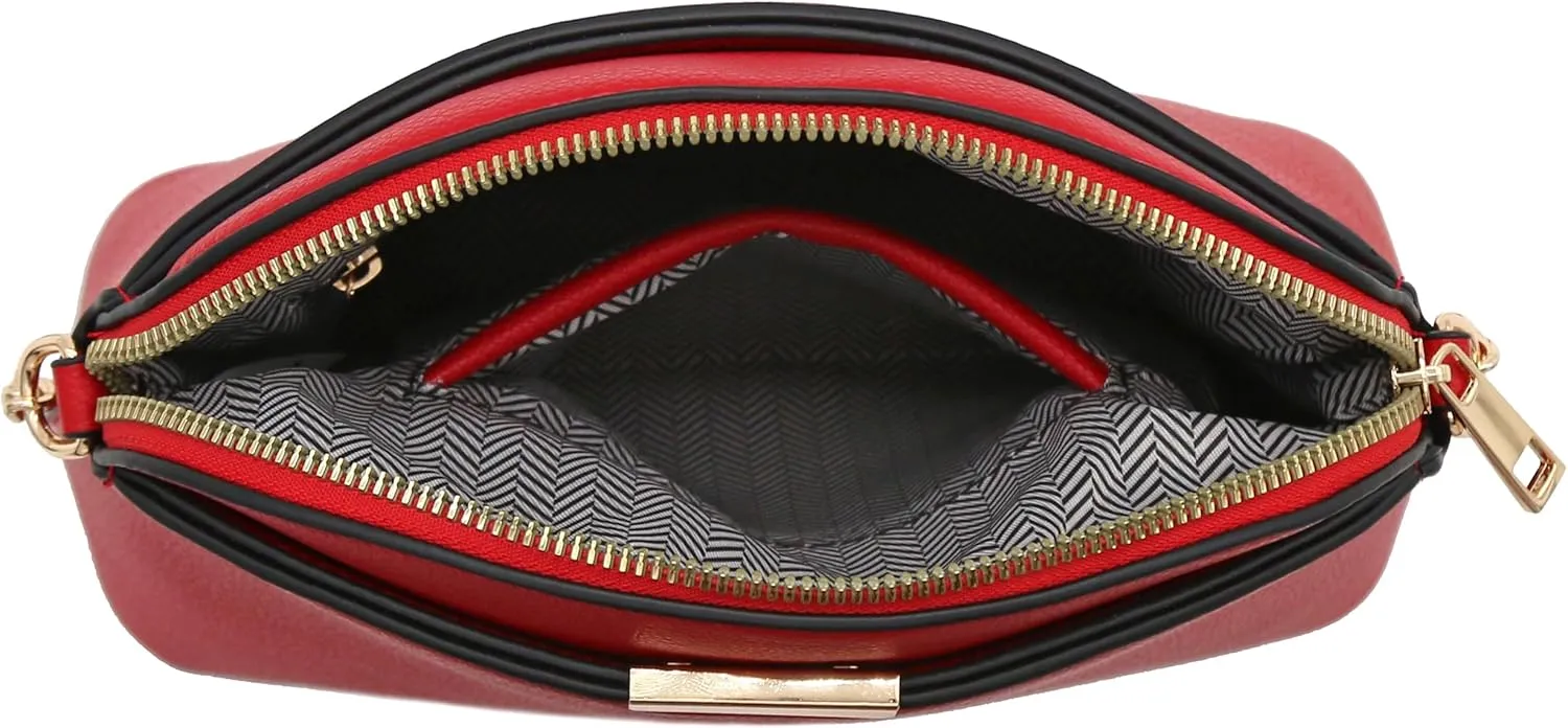 FashionPuzzle Faux Leather Small Dome Crossbody Bag with Chain Strap