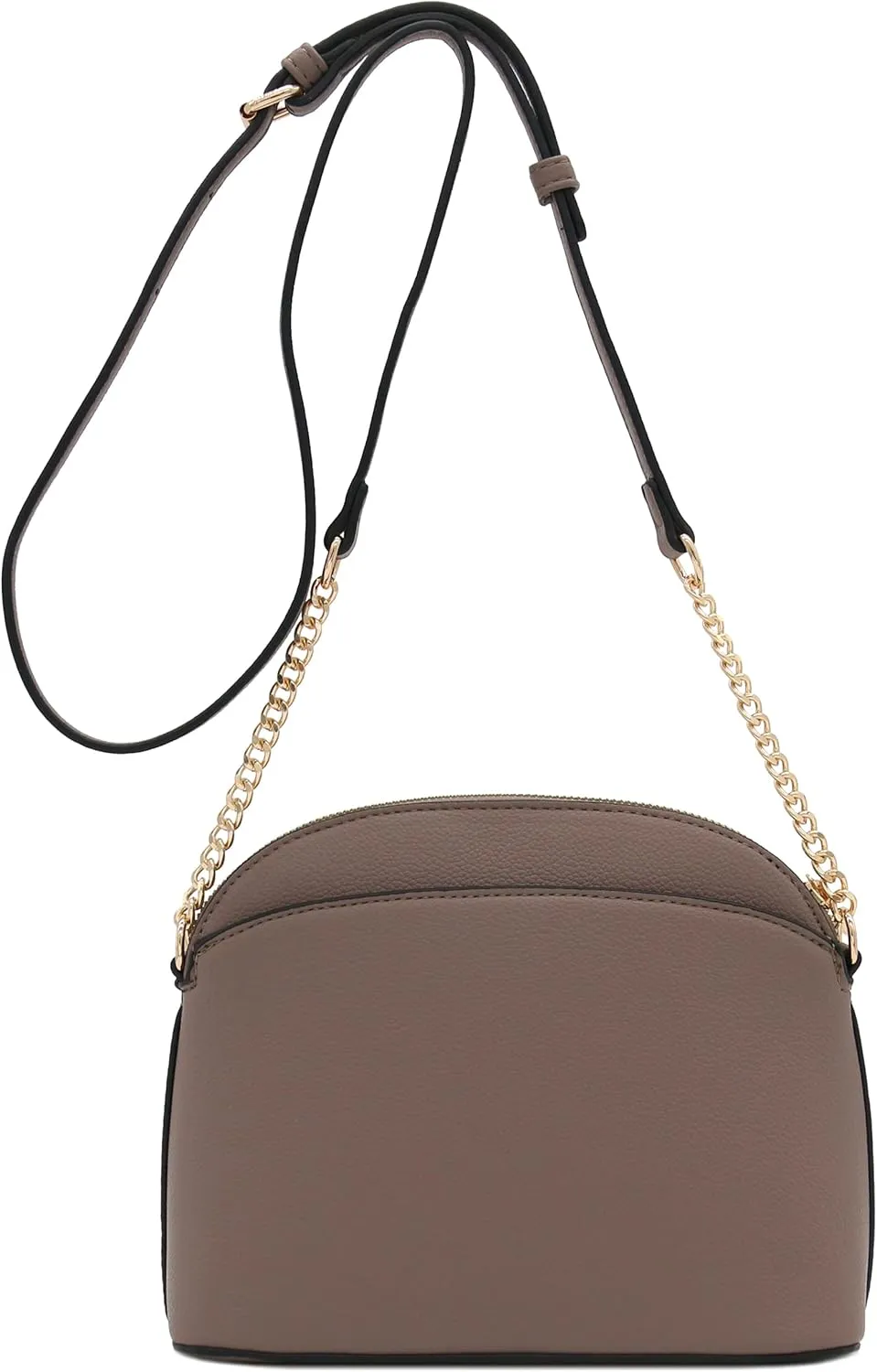 FashionPuzzle Faux Leather Small Dome Crossbody Bag with Chain Strap