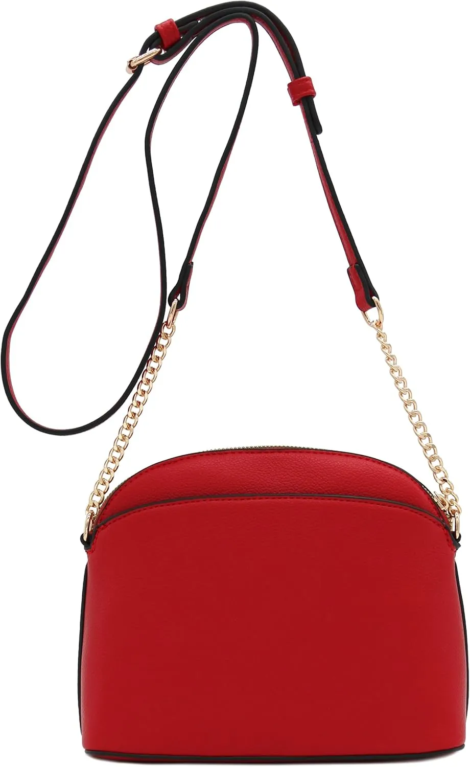 FashionPuzzle Faux Leather Small Dome Crossbody Bag with Chain Strap