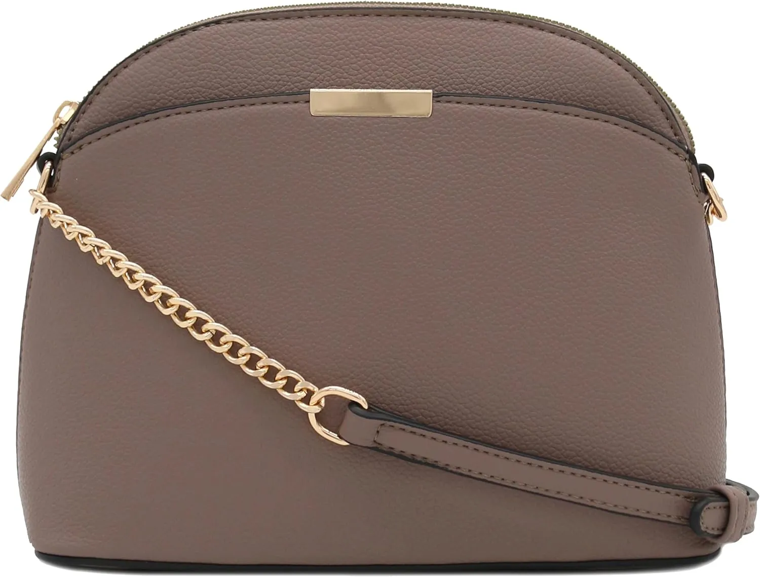 FashionPuzzle Faux Leather Small Dome Crossbody Bag with Chain Strap