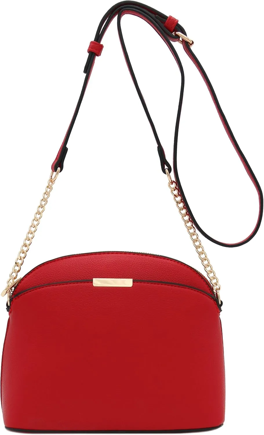 FashionPuzzle Faux Leather Small Dome Crossbody Bag with Chain Strap