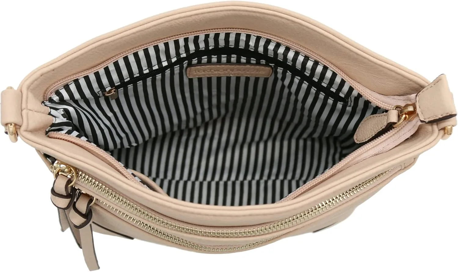 FashionPuzzle Triple Zipper Pocket Medium Crossbody Bag