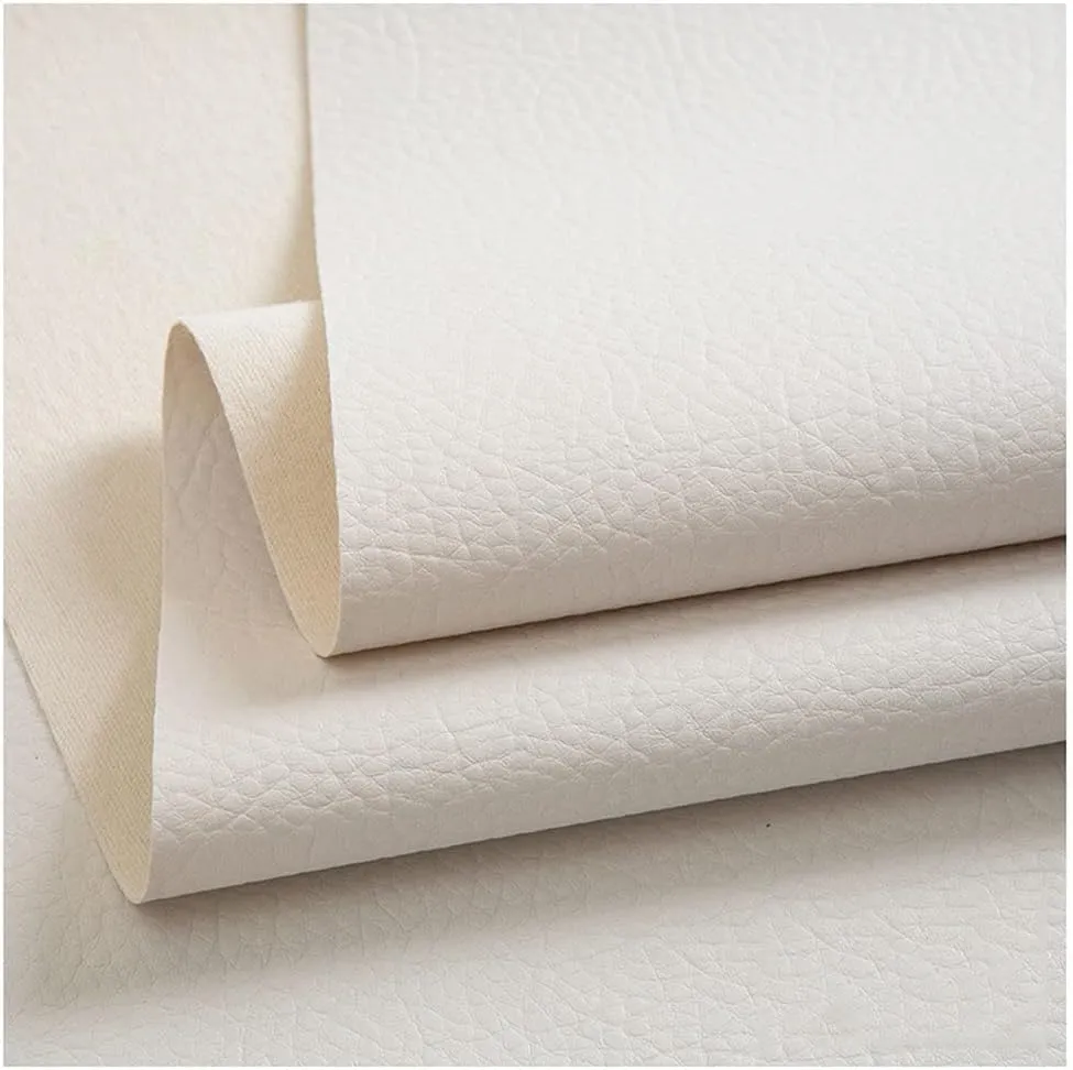 Faux Leather Fabric PU 140 X 100 Cm, Leatherette Upholstery Crafts DIY Sewings Sofa Handbag ，Soft Feel Material(White,1.4X2m)
