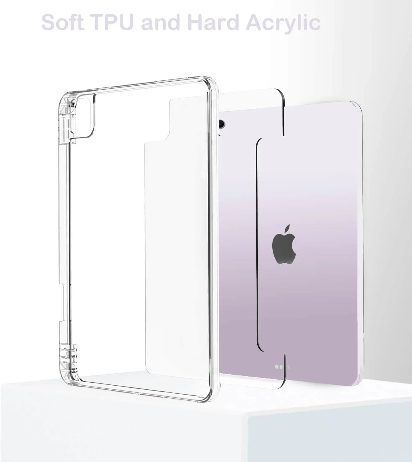 Feams for iPad Air 13 Inch Case M3 2025/M2 2024, Slim iPad Pro 12.9 Inch 6th/5th/4th Generation 2022/2021/2020 Case Clear Back Cover with Auto Sleep & Pencil Holder, Purple Garden
