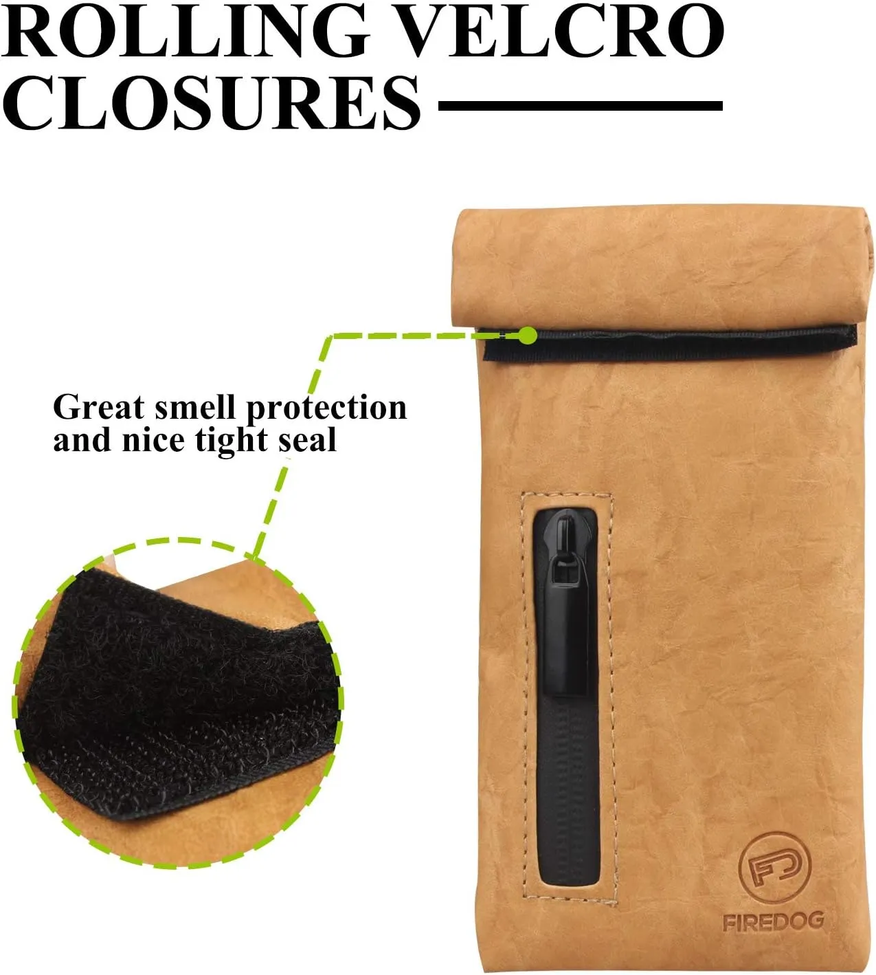 FIREDOG Smell Proof Bags, PU Leather Odor Proof Pouch for Dog Tested 3"x6" Small Travel Storage Pocket (Brown)