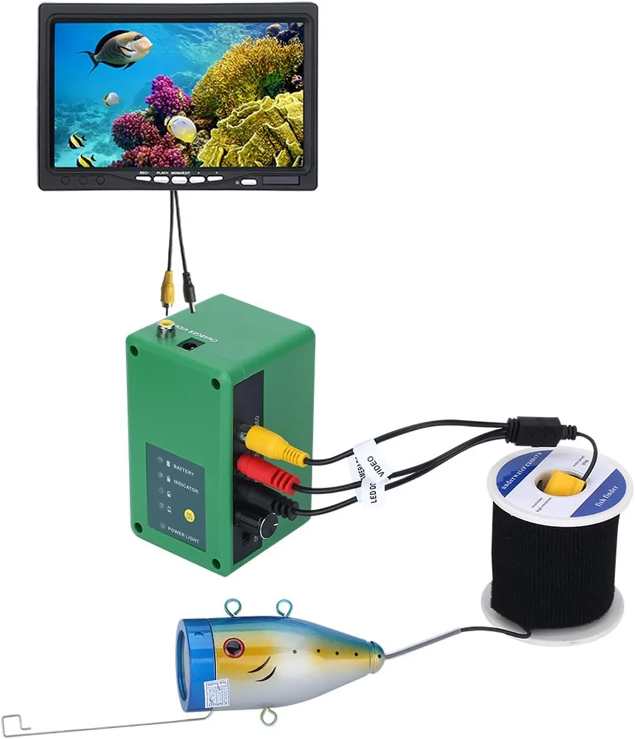 Fishing Camera, 7" inch 15M 30M 1000TVL Fish Finder Underwater Fishing Camera with DVR Record 8G 15 White Led   15 Infrared Lights for ICE/SEA(F007MD-30LWIR-15M)
