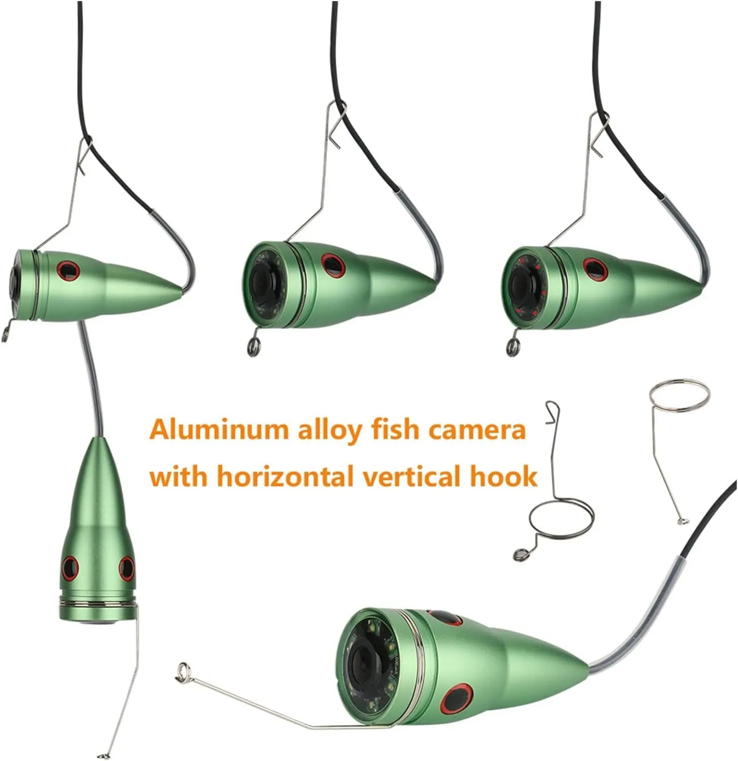 Fishing Camera, Underwater Fishing Camera Kit 9inch Color Monitor 10M/20M/30M 1000TVL with 6 PCS White Lights Fishfinder for Ice/Sea Fishing(03AJ White 10M)