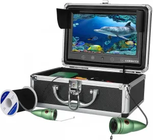 Fishing Camera, Underwater Fishing Camera Kit 9inch Color Monitor 10M/20M/30M 1000TVL with 6 PCS White Lights Fishfinder for Ice/Sea Fishing(03AJ White 10M)