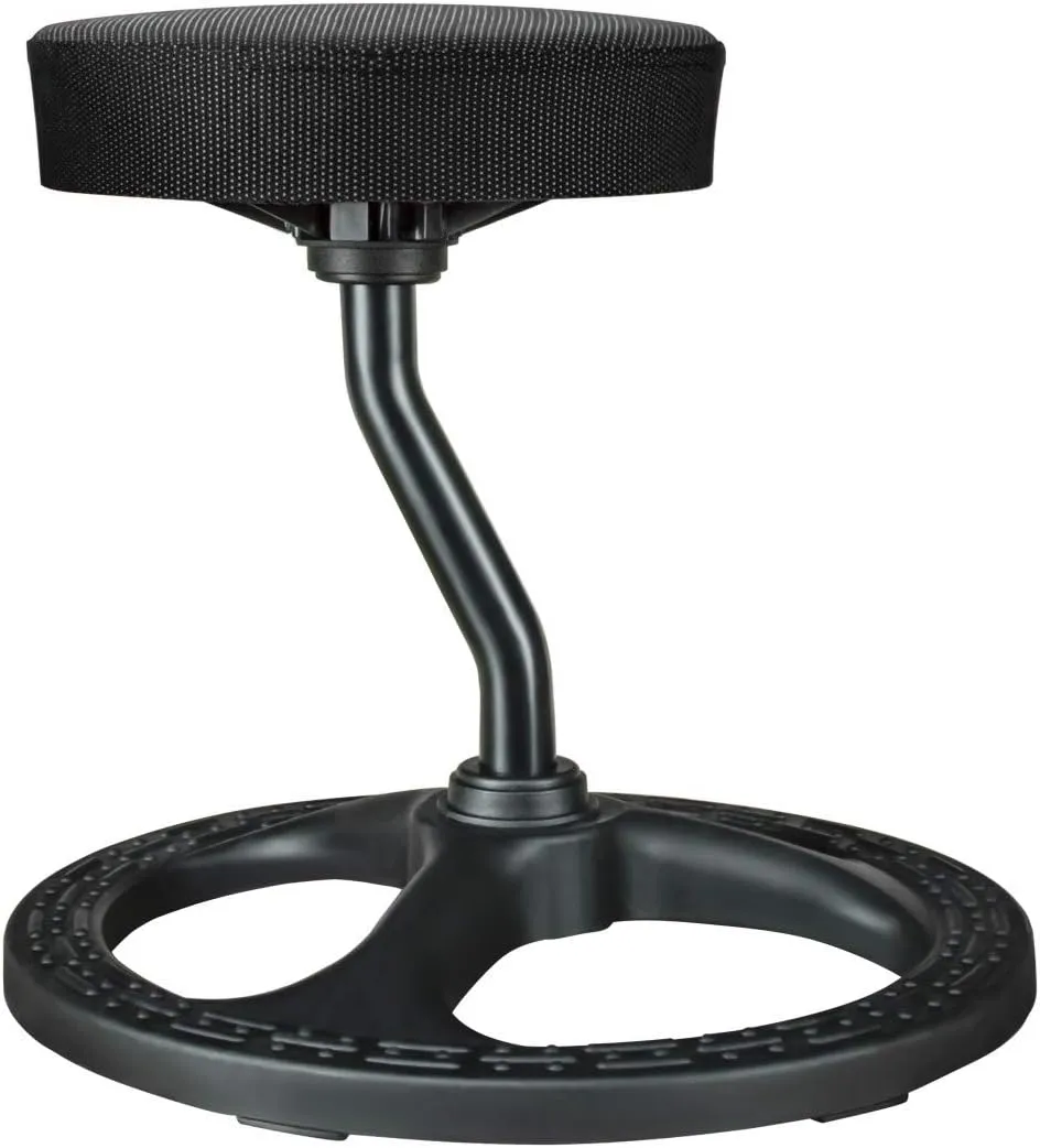 Fitness Seat, ADHD Chair Stool for Stability, Balance, Yoga, Office, School, Wellness, Active Sitting with Non-Slip Base and Washable Seat Cover-Black