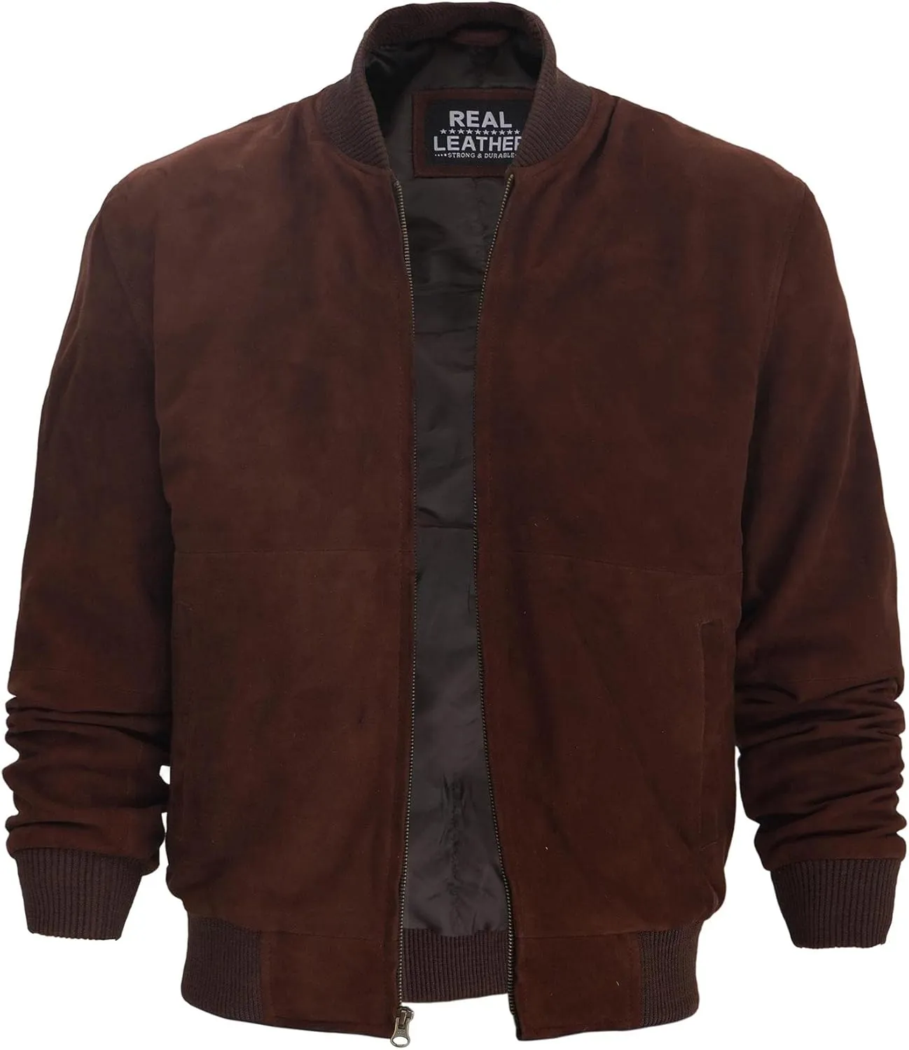 fjackets Real Suede Leather Bomber Jackets For Men - Baseball Leather Jacket Men